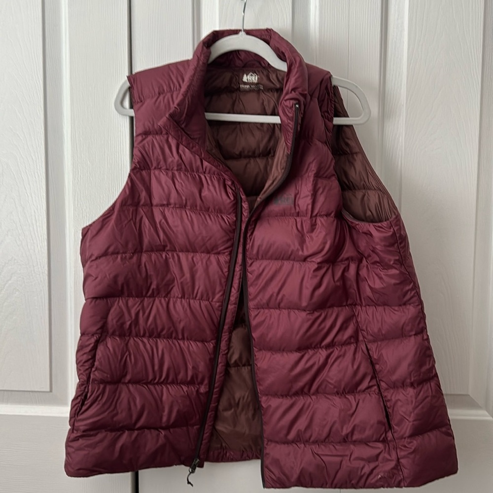 REI maroon down vest